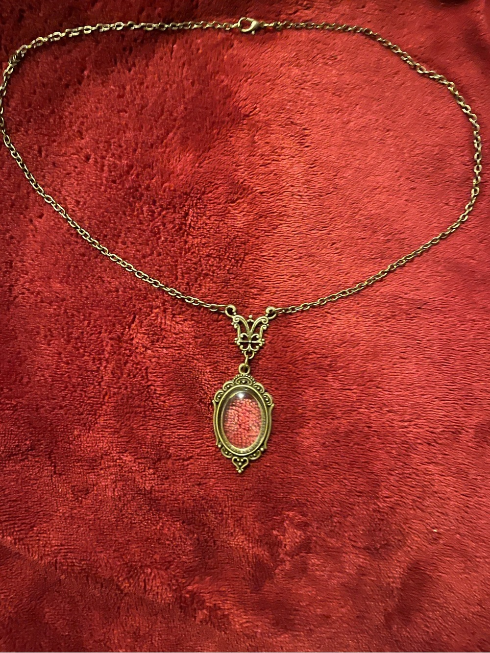 Antique-Style Gold Small Oval Magnifying Glass Pendant Necklace NWT Wearable - Picture 2 of 7